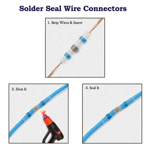 500/1000PCS Heat Shrink Soldering Terminals Butt Wire Connectors Waterproof Tinned Copper Solder Seal Terminal Set Blue