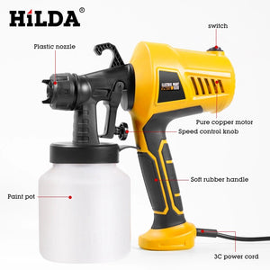 500W 800ml High Pressure Spray Gun Detachable Portable Handheld Electric Painting Sprayer DIY Home Wall Car Paint Spray Gun