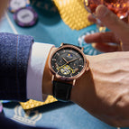 KIMSDUN Sun Moon Star Watch Men's Automatic Mechanical Watch Waterproof Skeleton Tourbillon Men's Watch K-2030A