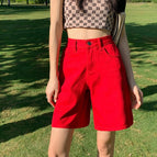 JEANS high-waist candy-colored denim five-point pants women's 2022 Korean version of high-waisted thin fresh casual pants 0567