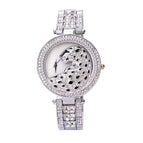 Popular fashionable steel band diamond inlaid women's watch Rhinestone face leopard full diamond quartz watch