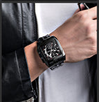 MEGIR Business Men's Watch Trend Multi-functional fashion square Quartz waterproof Men's causal Watch 2018G