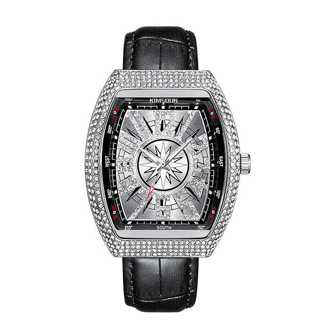 KIMSDUN K-2132B mens casual watch Gypsophila diamond-studded tonneau-shaped fashion luminous waterproof men watch