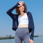 2022 women's ice silk sunscreen clothing summer thin UV protection loose large size sunscreen shirt hooded sunscreen clothing 8268
