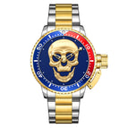 WWOOR Steel Belt Skull Watch Quartz round Dial Fashion Trending Waterproof Men's Watch 8835-2