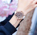 GUOU 6605 Fashion Women's Watches 2018 Ladies Watches For Women Watch Women Rotating Dial Leather Watch