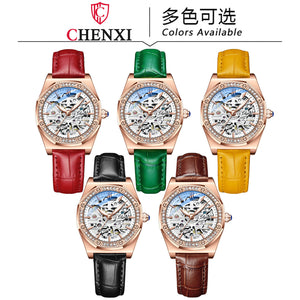Chenxi Watch Ladies Fashion Skeleton Automatic Mechanical Watch Waterproof Luminous Watch CX-8848L