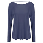 Yoga Clothing Top Women's Long-Sleeved Back Blouse Loose Quick-Drying Sports Jacket Pilates Workout Clothes T190607