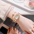 Tiktok Square Ancient Chinese Women's Watch Vintage Small Fragrance Chain Woven Band Watches for Women