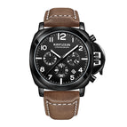 KIMSDUN Leather three-eye multi-function sports waterproof casual men's watch luminous watch K-713D