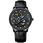 KIMSDUN men's casual watch 3D Engraving Eight Horses Fashion Hollow Automatic Mechanical Watch Waterproof men Watch K-2196A