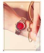 GUOU 8059 Diamond Women's Watches Rose Gold Fashion big dial Wrist Watch Watches Clock