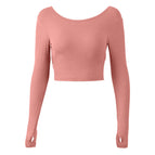 2023 Autumn Yoga Clothes Long Sleeve Sexy Beauty Strap Chest Pad Bottoming Shirt Women's Sports Bra running fitness Top CX20-258