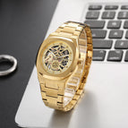 Fashion Square men Watch BESTWIN Hollow Men's Watch Butterfly Clasp Men's casual Quartz Watch 983-1