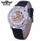 Winner Men's Fashion Roman Numerals Hollow Retro Belt manual mechanical men causal Watch SLZ37