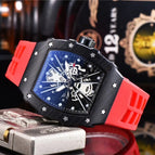 Men's watch Carbon Fiber Wood Grain Quartz Watch Barrel Shape Fashion Hollowed-out Quartz Waterproof Watch 9791E