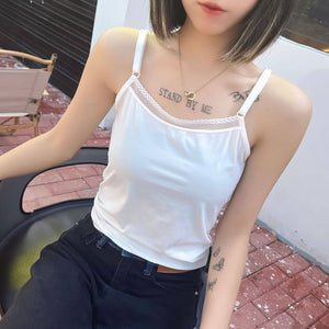 New ice silk knitted vest women can wear out to show thin lace women's vest with adjustable shoulder straps