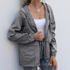 Exdeal Women's zipper Hoodie lightweight outdoor walking raincoat jacket waterproof for women