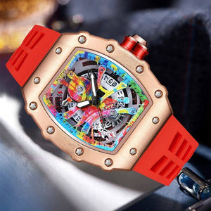 Pintime 2023 New Quartz men's Watch Live Popular Tourbillon Hollow out Trendy Men's quart Casual Watch 8133