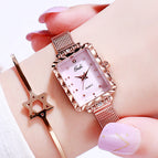 Gedi Fashion Women's Mesh Square Watch Simple Student Versatile Waterproof Quartz Watch 13029