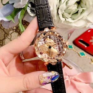 Dimini Little Golden Pig Transit Ladies Watch Leather fashion lovely Watch Waterproof Quartz women Watch 88246