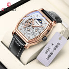 CHENXI new sun moon stars barrel-shaped automatic mechanical watch, luminous hollow mechanical watch CX-8855