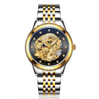 LAOGESHI dragon and phoenix steel strap couple watch mechanical hollow luminous waterproof watch automatic mechanical watch