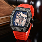 New Richard men and women watch Hollow-out Diamond-Embedded Barrel-Shaped Waterproof Quartz Pointer casual men Watch 9928