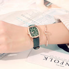 GUOU 8212 Fashion Brand Rectangle Leather Quartz Watch Clock Women Dress Rose Gold Wrist Watches For Woman Ladies Girls