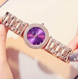 GUOU 8112 Fashion Ladies Watch For Women Shiny Diamond Luxury Bracelet Rose Gold Women's Watches Clock