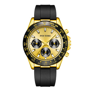 Pintime Watch Men's Six-Pin Fashion Watch Casual Slicon Quartz men waterproof Watch 2960