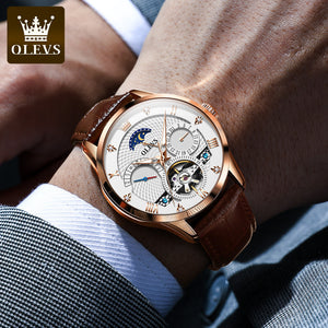 OLEVS Watch for men Automatic Mechanical Watch Skeleton Multifunctional Men's Watch 6652cs