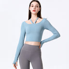 2022 new quick-drying yoga top fashion new lightweight breathable high-end running sports fitness long sleeves T-shirt 8056