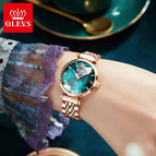OLEVS New Women Luxury Jewel Quartz Watch Waterproof Stainless Steel Strap Watch For Women Date Clock casual watch