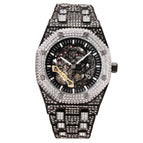 MISSFOX watch European and American explosion models full diamond hollow mechanical watch waterproof luminous stainless steel men's watch V301 Mechanical