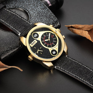 Oulm casual cowboy men's watch double time zone large dial men's quartz watch quartz watch HP9316