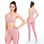 Fitness Suit Women's Skinny Slimming Stretch Breathable Yoga Clothes Running Training Sports Underwear up and down Two-Piece Suit
