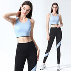 2021 new fashion running fitness vest pants sports suit women yoga two piece sports vest and leggings set 9096-6143
