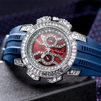 MISSFOX watch men's high-end fashion domineering personality full diamond large dial tape quartz watch V318