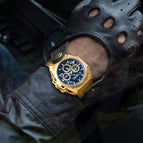 Megir Watch Men Stainless Steel Hollowed Fashion Sports Timing Quartz Steel Timepiece 4220