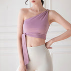 New High Elastic Fitness Yoga Clothes One Shoulder Sports Bra Vest Women's Beauty Back Short Top Yoga Clothes Women's Summer A054