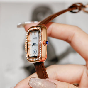 GUOU Women watch belt fashion ladies quartz watch small square watch simple waterproof watch women 8224