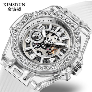 KIMSDUN transparent fashion watch men and women couple watch waterproof silicone calendar quartz watch K-1980B