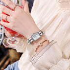Tiktok Square Ancient Chinese Women's Watch Vintage Small Fragrance Chain Woven Band Watches for Women