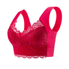 PLUS size Bra gathering beautiful back no steel ring lace wrap bra vest underwear one cup seamless sleep bra vest