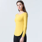 2021 autumn new Yoga long sleeve T-shirt versatile simple slim Top Blouse loose Yoga dress women 8243
