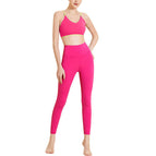 Popular Color Matching Fitness Suit Women's Fashion Sports Thin Shoulder Strap Beauty Back Bra High Waist Belly Contracting Yoga Clothes TZ23-823