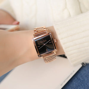 GUOU 8096 Watch Square Fashion Simple Steel Band Woman Watch Scale Waterproof Quartz Watch Women's Watches