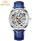 KINYUED couple diamond thin mechanical watch hollow leather fashion business watch J076