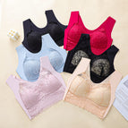 PLUS size Bra gathering beautiful back no steel ring lace wrap bra vest underwear one cup seamless sleep bra vest